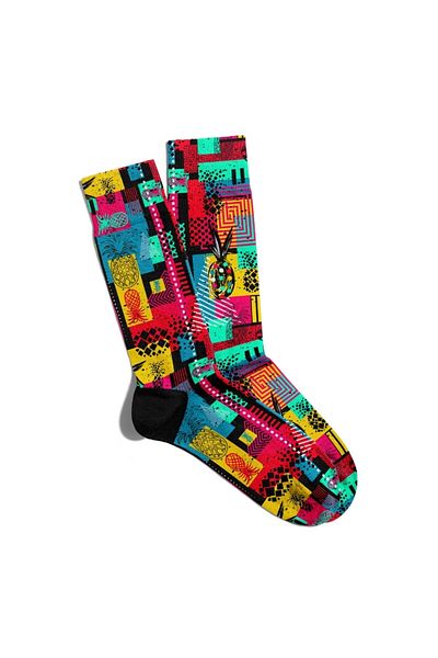 Eğlenceli Çoraplar Fun Socks Unisex Geometric Colorful Pineapple Printed Socks Ecsoket193