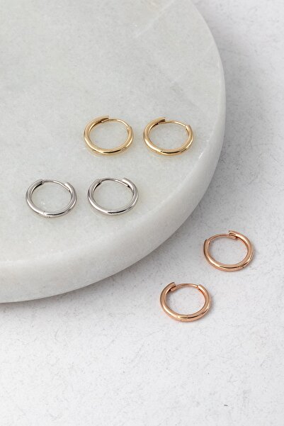 Uşaklıhafız 1945 14 Ayar Altın Bombeli Erkek Küpe Beyaz 15 Mm