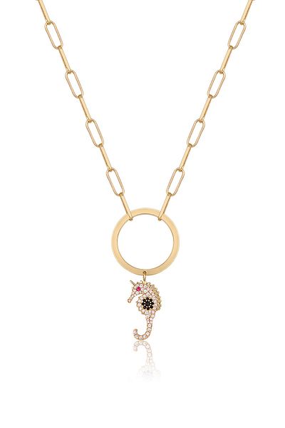 Twelve Seahorse Detailed Special Design Steel Necklace