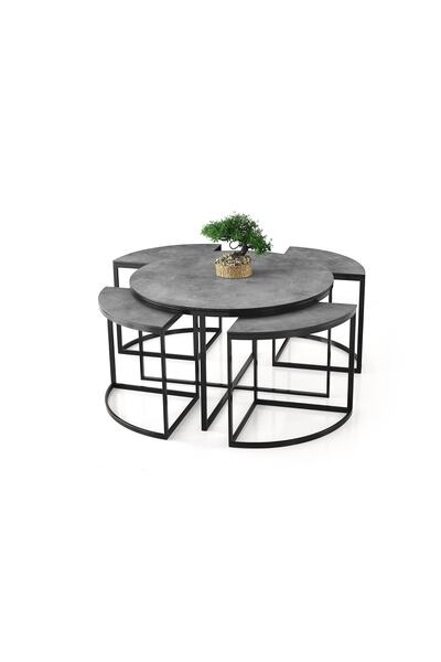 Erezogulları Mobilya Pizza Metal Dörtlü Zigonlu Orta Sehpa