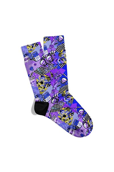 Eğlenceli Çoraplar جوارب ممتعة للجنسين Rbt Skull X2 جوارب مطبوعة Ecsoket327