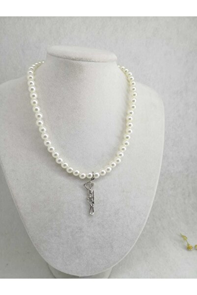 Fugusugu Pearl Hang Man Gothic Necklace