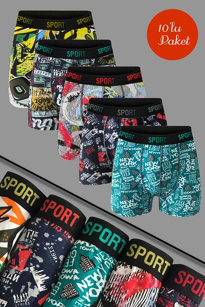 Vien&Karl Ανδρικά μοτίβα Premium χτενισμένα βαμβακερά Lycra Boxers - Σετ 10