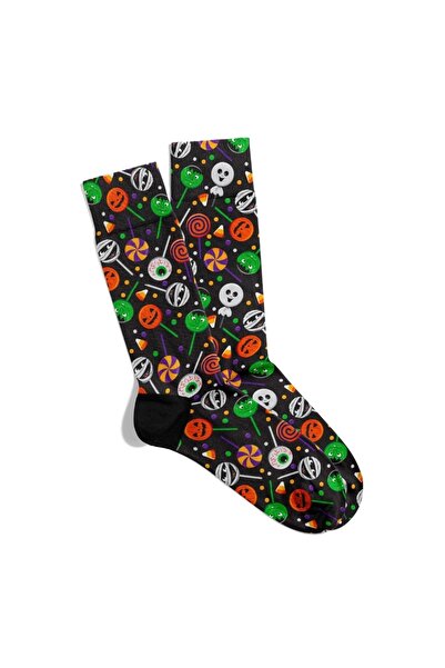 Eğlenceli Çoraplar جوارب ممتعة للجنسين مطبوع عليها حلوى الهالوين Ecsoket507