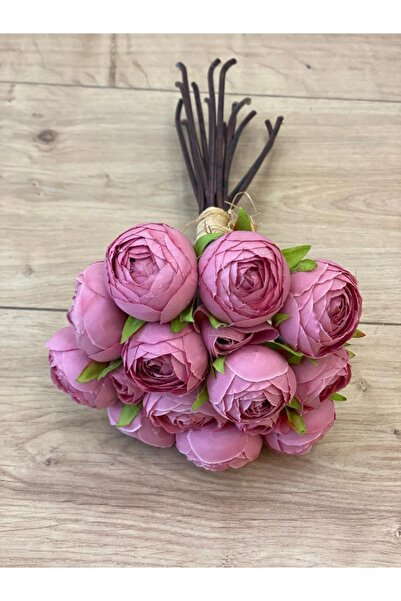 Dekordan House Artificial 1St Quality 15Pcs Silk Peony Rose Bouquet Pastel Pink