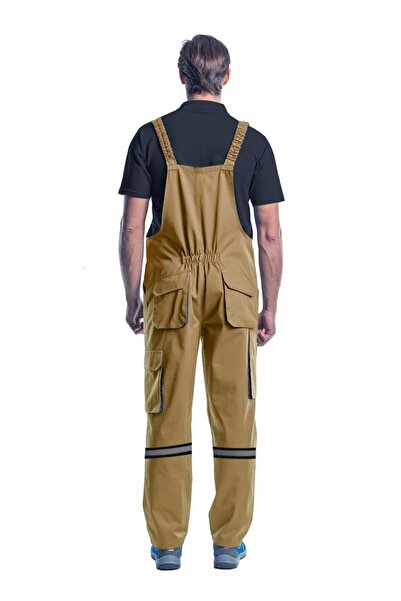 Şensel Reflective Gardener Jumpsuit, Beige-Black -8E2357- Salopet