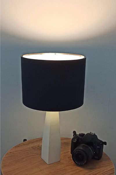 Art&Gift Black Belin Cream Wooden Headboard Lampshade - Fabric