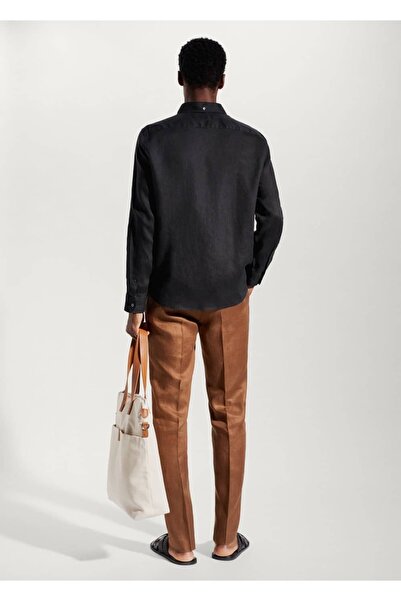 MANGO Man %100 Keten Dar Kesim Gömlek