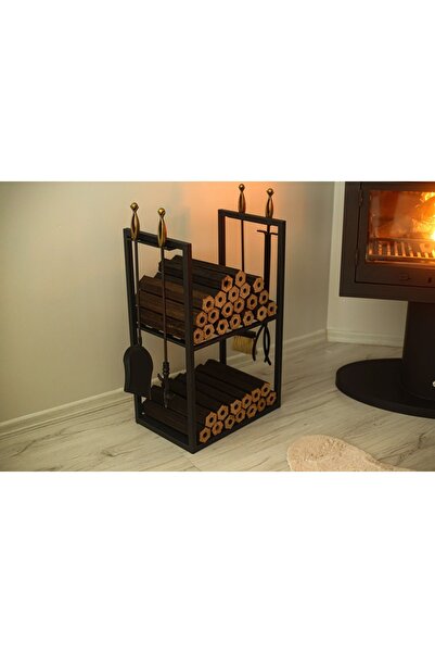 FERBA Dekoratif Metal Odunluk Maşa Takımı Kombine Model