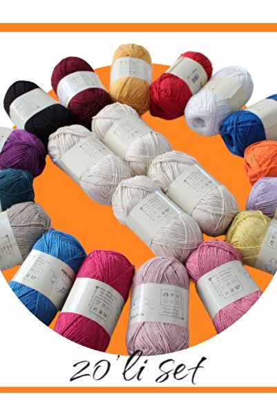 Masal Örgü Evi Hobby Clb Pamuk Amigurumi Ipi Ve Çanta Örgü Ipi Seti 20 Adet