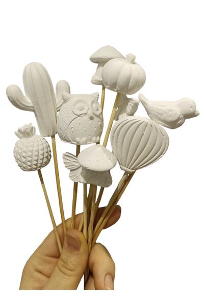 Dekoratif atölye 10lu Taş Ham Saksı Süsü - Boyamaya Hazır Taş Figür Seti