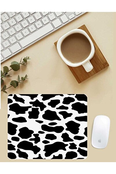 Mavera Dükkan Siyah Inek Desen Mouse Pad