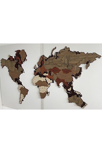 Oriontrant Duvar Dekoru Ahşap Dünya Haritası 3d