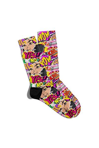 Eğlenceli Çoraplar Fun Socks Unisex Da Nu Sosete Printed Popart Ecsoket214