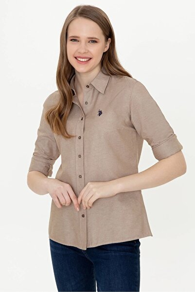 U.S. Polo Assn. Kahverengi Kadın Dokuma Gömlek