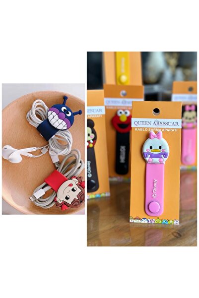 QUEEN AKSESUAR Disney Yeni Trend Moda Sevimli Silikon Karakterli Telefon Kulaklık Şarj Kablo Sarma Aparatı Daisy