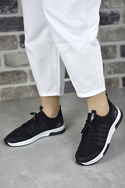 BOUIS Women's Black and White Daily Lace-up Sneaker Artificial Leather Breathable Sweat-Free Odor-Free Shoes