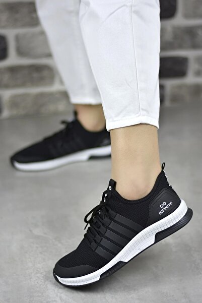 BOUIS Women's Black and White Daily Lace-up Sneaker Artificial Leather Breathable Sweat-Free Odor-Free Shoes