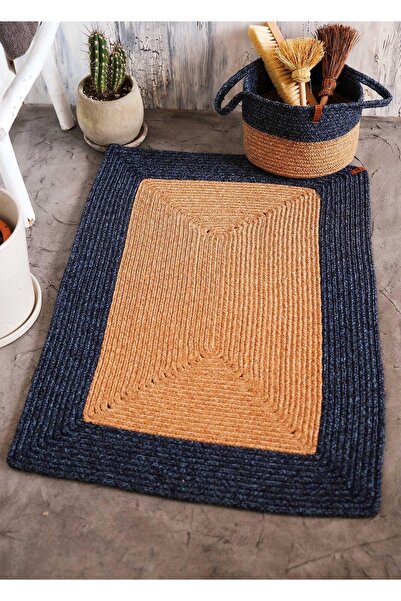 The Mia Jutte Dikdörtgen Halı Bambu Lacivert