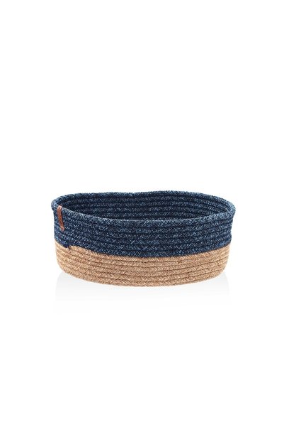 The Mia Coș oval Jutte din bambus, bleumarin, 35x24x12 cm