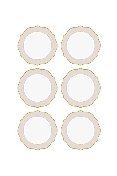 The Mia Jaswely Pasta Tabağı 6 Parça Kum Beji 21 Cm
