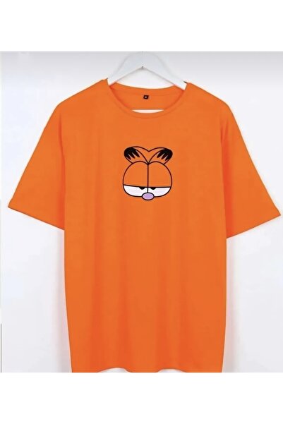 Josette Tricou supradimensionat unisex portocaliu din bumbac cu decolteu rotu...