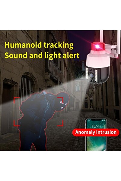 Teknomila Gece Görüşlü Led Işıklı 360° Dönebilen Alarmlı Ip Wifi Dış Ortam Güvenlik Kamerası