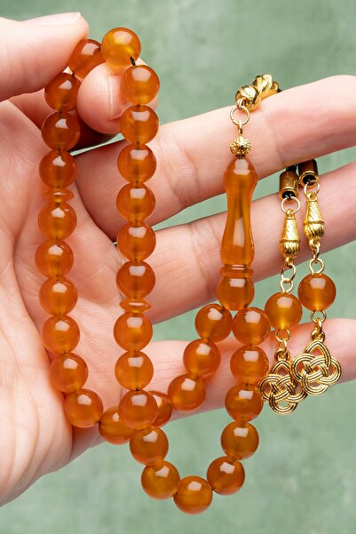 OTTOTESBİH Men's Gift Orange Powder Amber Rosary