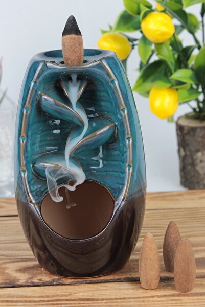 moryconcept Geri Akışlı Tütsülük Şelale Model & 3 Adet Konik Tütsüler Set