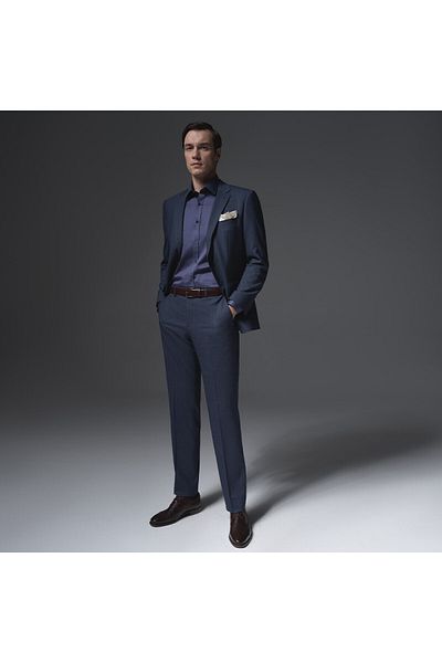 Sarar Jam Saxon Classic Pattern (4-drop) Mono Collar Navy Blue Suit