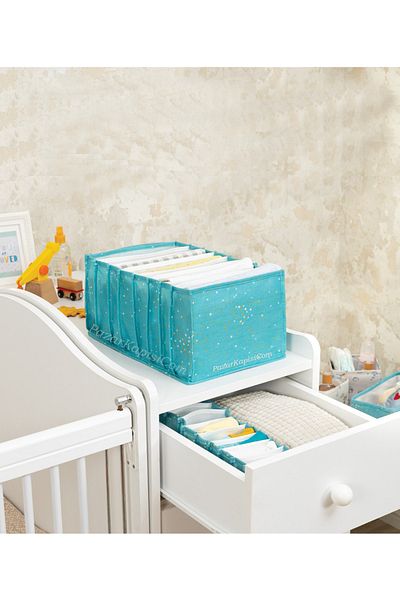 Pazar Kapısı 2 τεμάχια Baby Baby Room Ακορντεόν Συρταριέρα Organizer Μπλε L Μέγεθος