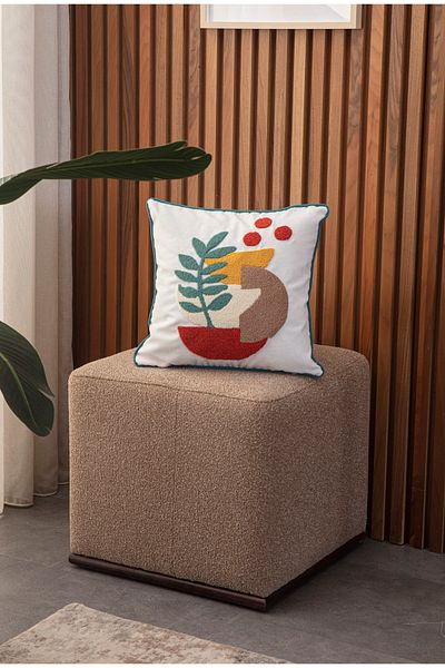 BUGİ HOME COLLECTİON Κάλυμμα μαξιλαριού ριχτάρι μονό Premium Punch Κεντημένο με λουλούδια