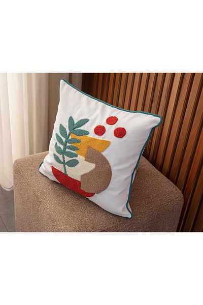BUGİ HOME COLLECTİON Κάλυμμα μαξιλαριού ριχτάρι μονό Premium Punch Κεντημένο με λουλούδια