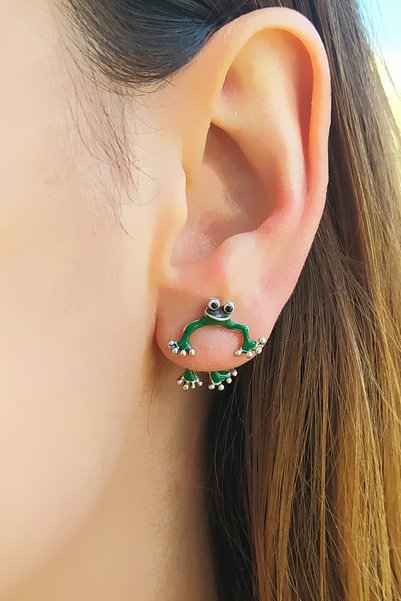Anpiel Green Frog Earrings