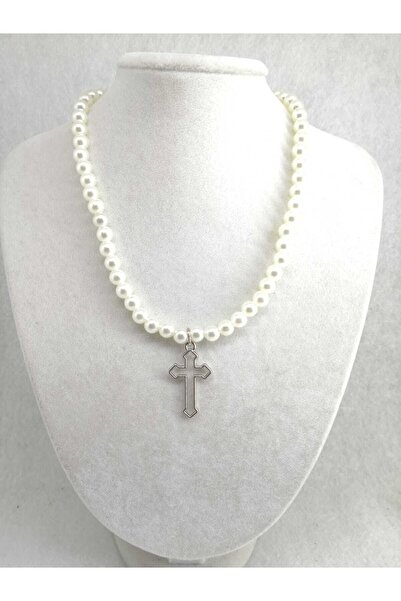 Fugusugu Pearl Cross Gothic Necklace