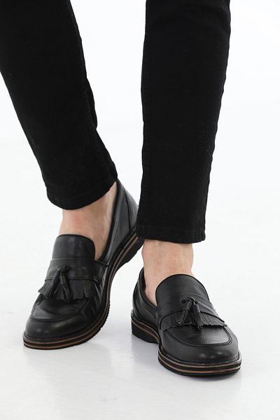 Everest Men's Classic Genuine Leather Tasseled Orthopedic Casual Shoes