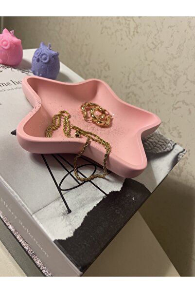 KUMS DESIGN Dekoratif Deniz Yıldızı Organizer Pembe, Takı Tabağı, Mum Tabağı