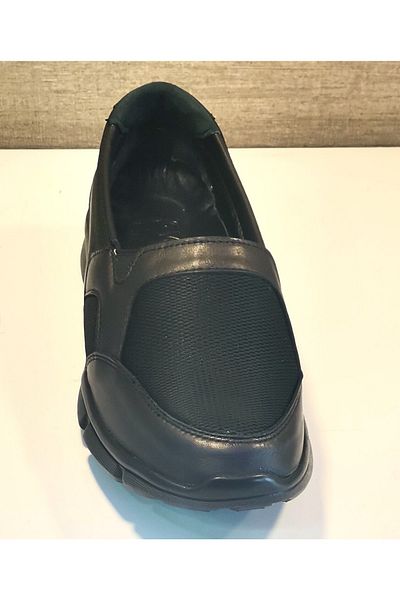 VOOG 703 Leather and Parachute Fabric Daily Comfort Shoes Black