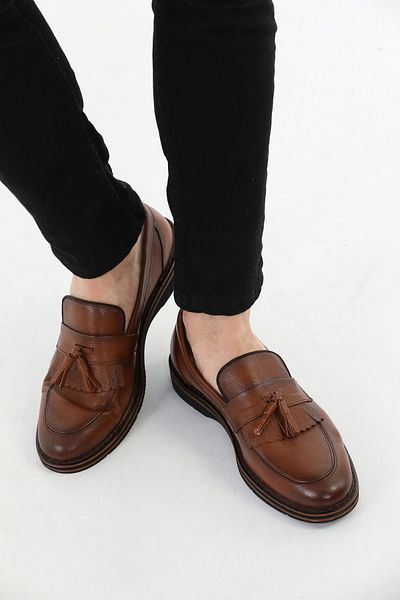 Everest Men's Classic Genuine Leather Tasseled Orthopedic Casual Shoes