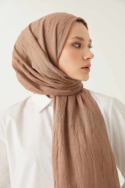 FRESCO SCARFS Γυναικείο Hijab Bamboo Kraş Shawl*κόκκινο καφέ