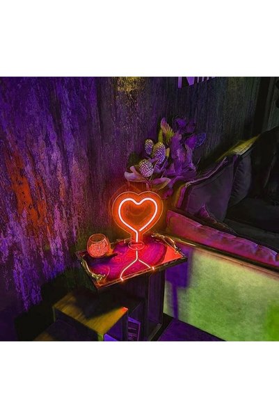 dekoraven Heart Table Lamp Neon Decorative Lighting(20x20cm)