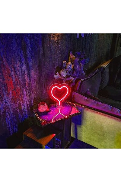 dekoraven Heart Table Lamp Neon Decorative Lighting(20x20cm)