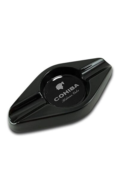 COHİBA Logolu Seramik Puro Küllüğü Siyah Oval 2li