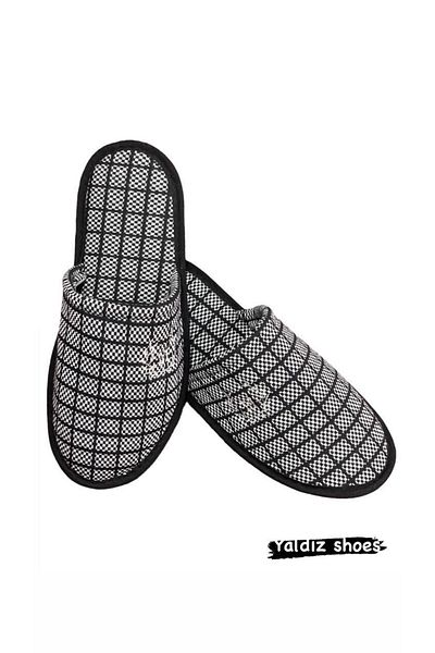 YILDIZ SHOES Μοτίφ Ανδρικές Παντόφλες Σπίτι Κεντημένες Καθημερινές Κλειστές Μπροστινές Παντόφλες Επισκεπτών Χειμερινές Παντόφλες Επισκεπτών Σπίτι Μαύρες