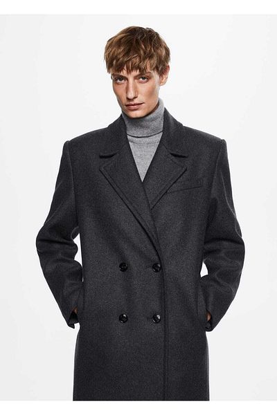 MANGO Woman Double Breasted Oversize Special Tailored Woolen Coat
