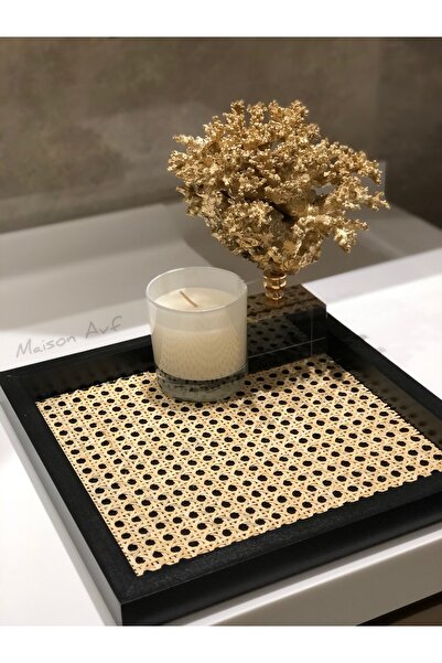 Maison Avf Black Rattan Hazeran - Square Tray (100% Natural) M019