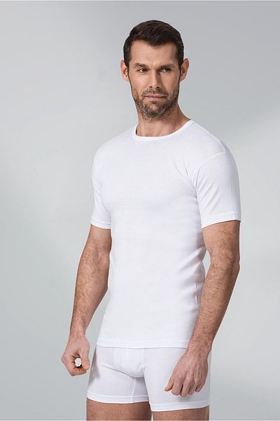 Namaldı Rib Fabric Men's Undershirt Athlete 0 Collar Thin Piping 111 White