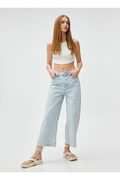 Koton Normal Waist Standard Indigo Women's Trousers 3sal40022md