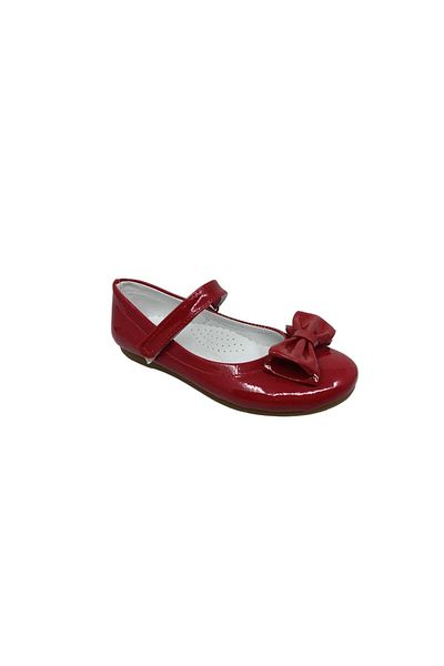 Zerhan 400 Girl's Red Patent Leather Bow and Velcro Ballerinas