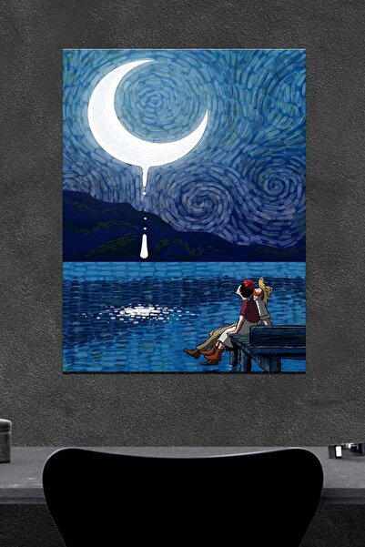 HobiShop Van Gog Eriyen Ay Ahşap Poster (27x18)